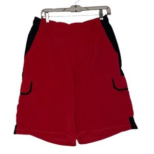 Vintage Nike Red Cargo Shorts Grey Tag Men’s Size L Swoosh Center Basketball